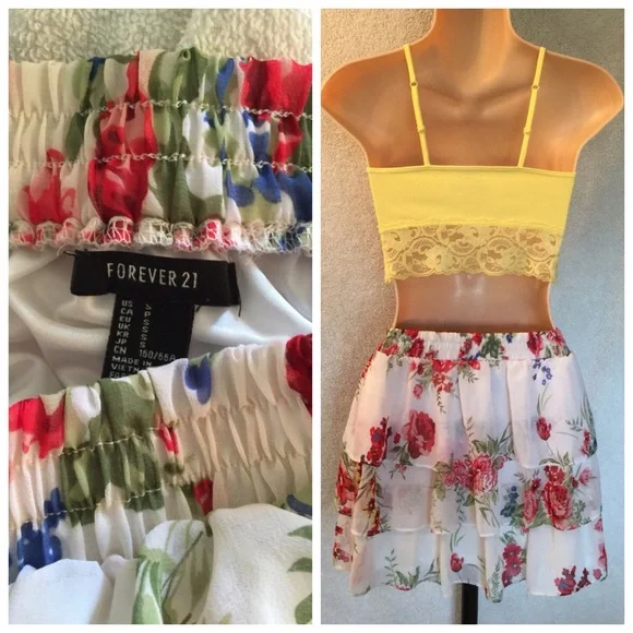 FOREVER 21 Tiered VINTAGE Floral tiered Skirt Size Small - Picture 2 of 5